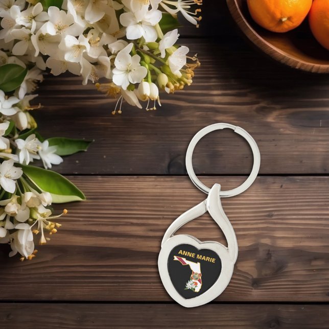 Custom Florida Flag State Flower Orange Blossom Key Ring (Creator Uploaded)