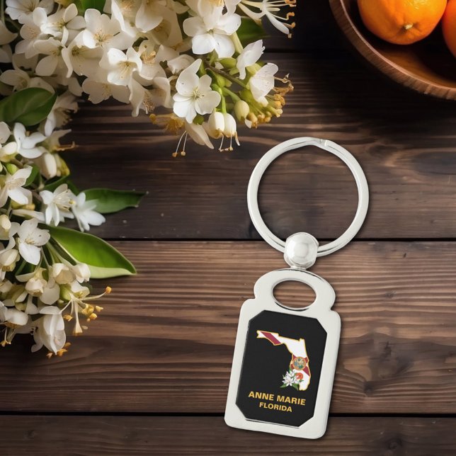 Custom Florida Flag State Flower Orange Blossom Key Ring (Creator Uploaded)