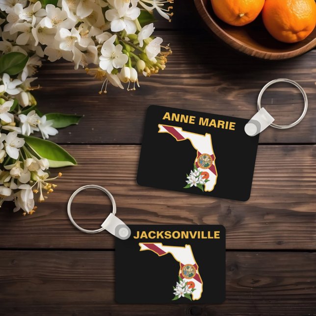 Custom Florida Flag State Flower Orange Blossom Key Ring (Creator Uploaded)