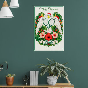Custom Florida Merry Christmas Tennis Club Poster