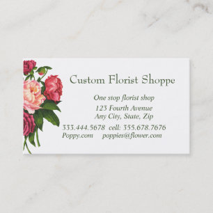 Custom Florist Shoppe Peony Garden Flowers Business Card