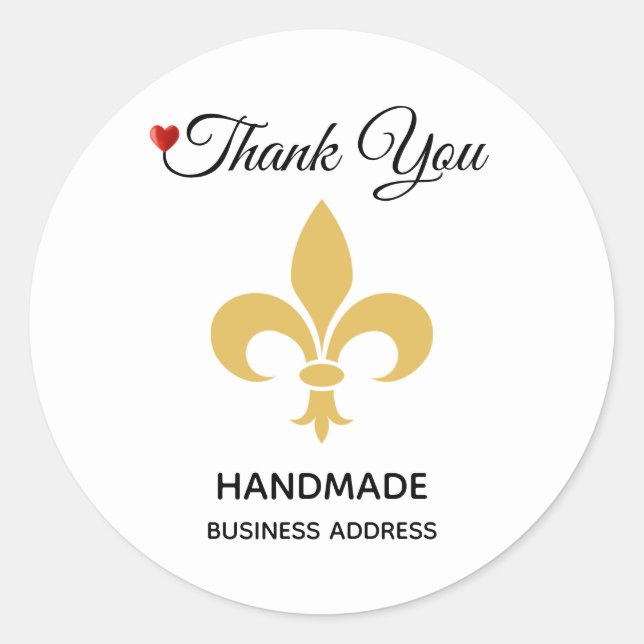 Custom Flower and Handmade Text on White Classic Round Sticker (Front)