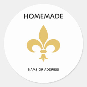 Custom Flower and Homemade Text on White Classic Round Sticker