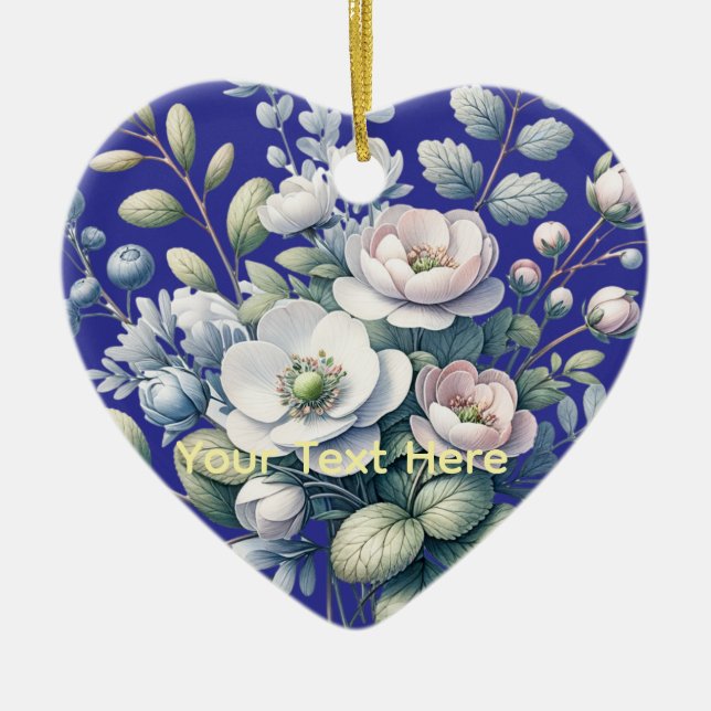 Custom flower design ceramic ornament (Front)