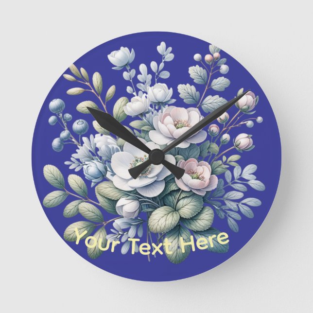 Custom flower design  round clock (Front)