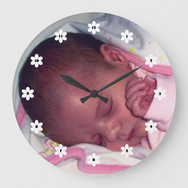 Custom Flower Numbers Large Clock (Front)