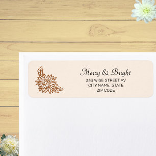 Custom Flower on Light Beige Return Address Label