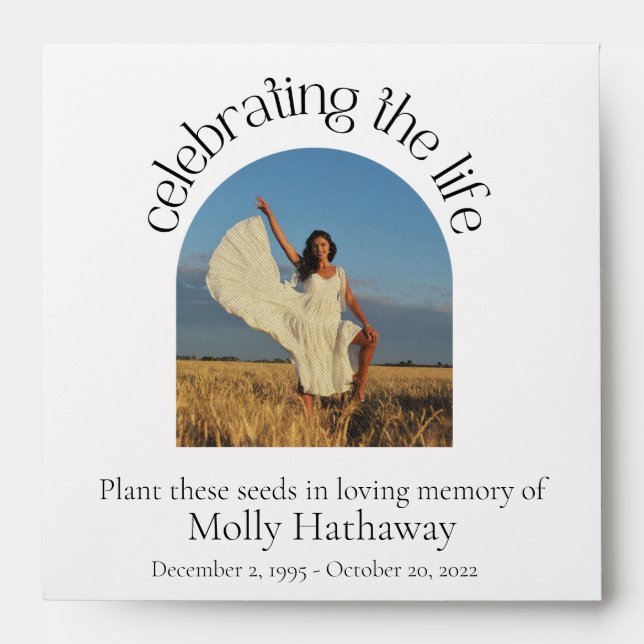Custom Flower Seed Packet Memorial Photo Envelope (Front)