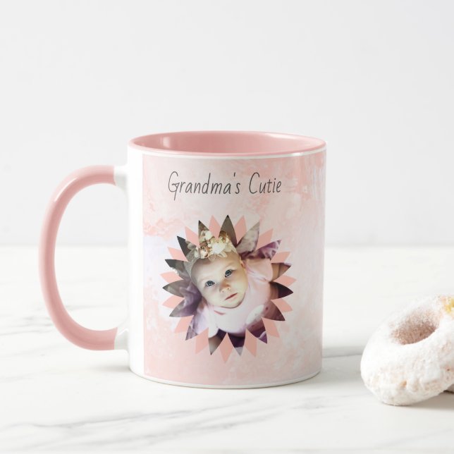 Custom Flower Shape Photo Pastel Watercolor Mug (With Donut)