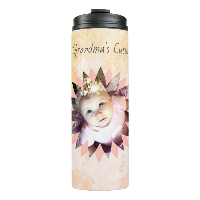 Custom Flower Shape Photo Pastel Watercolor Thermal Tumbler (Front)
