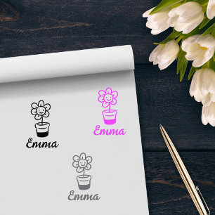 Custom Flower Signature Rubber Stamp