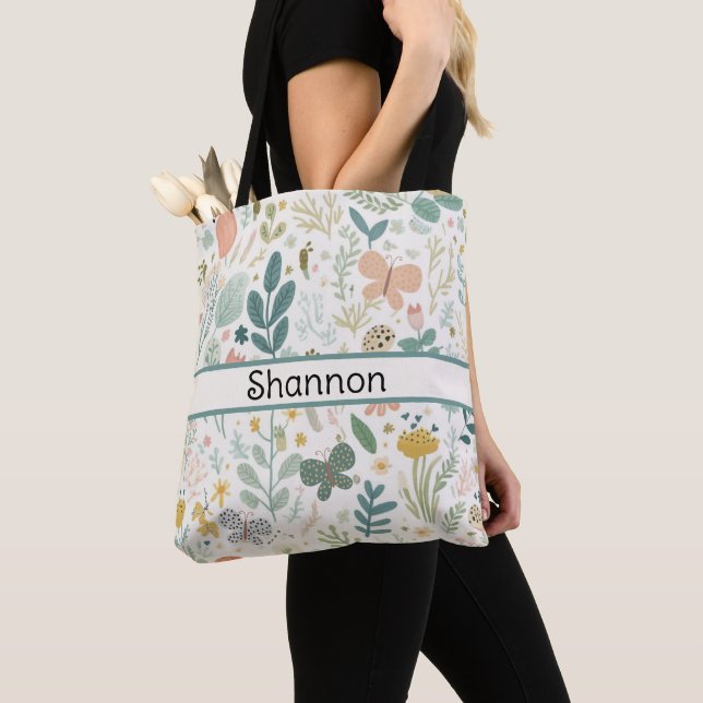 Custom Flower Tote Bag (Close Up)