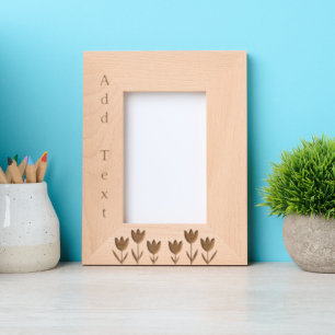 Custom Flowers Engraved Wood Frame