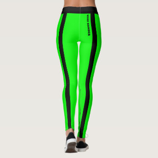 Custom Fluorescent Green & Black Stripes Leggings