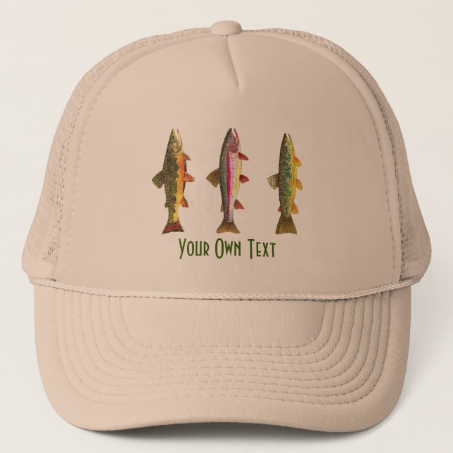 Custom Fly Fishing Ichthyology 3 Trout Trucker Hat (Front)