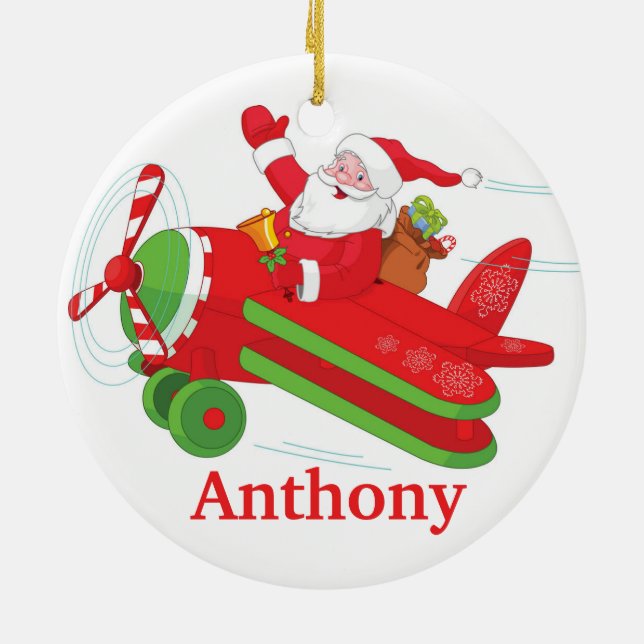 Custom Flying Santa Tree Ceramic Ornament (Back)