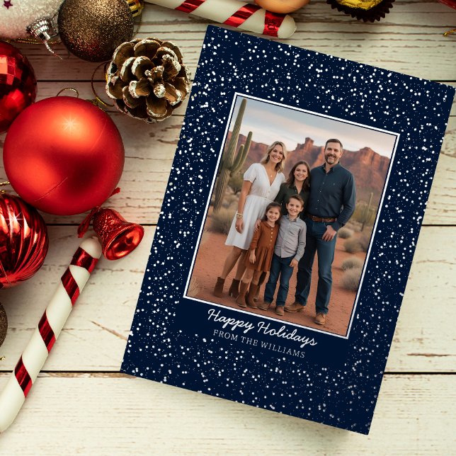 Custom Foil Holiday Card Template Christmas Navy (Creator Uploaded)