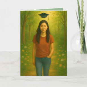 Custom Folded Graduation Card Asian Female