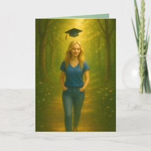 Custom Folded Graduation Card Female Blonde Hair