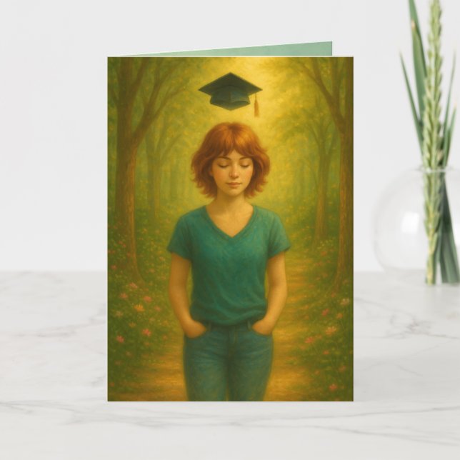 Custom Folded Graduation Card Female Red Hair  (Front)