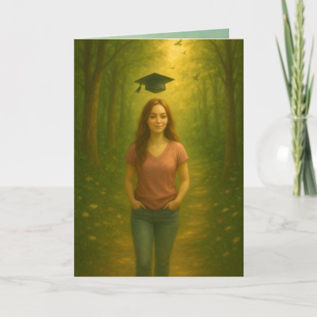 Custom Folded Graduation Card Female w/Brown Hair  (Front)