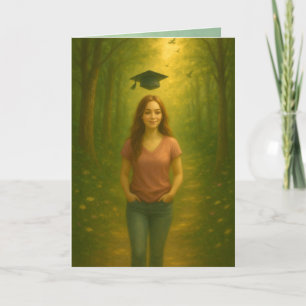 Custom Folded Graduation Card Female w/Brown Hair 