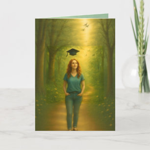 Custom Folded Graduation Card Female w/ Red Hair