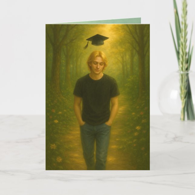 Custom Folded Graduation Card Male w/ Blonde Hair  (Front)