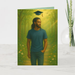 Custom Folded Graduation Card Male w/ Dreadlocks 