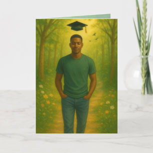 Custom Folded Graduation Card Male w/ Short Hair 
