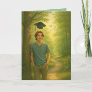 Custom Folded Graduation Card Male with Red Hair