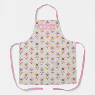 Custom Folk Cross Stitch Floral Pattern Apron