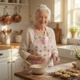 Custom Folk Cross Stitch Floral Pattern Apron