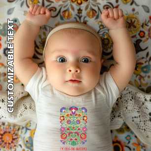Custom Folk-ing Awesome Wycinanki  Baby Bodysuit