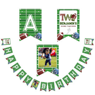 Custom Football 2nd year Down happy birthday Bunting