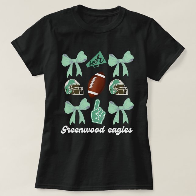 Custom Football Bow Shirt, Custom School , Cheerle T-Shirt (Design Front)