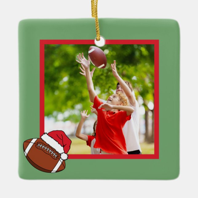 Custom Football Christmas Ceramic Ornament (Front)