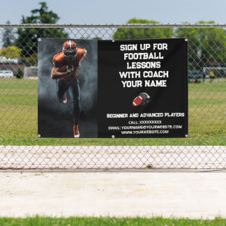 Custom Football Coach Coaching Class Lessons Black Banner