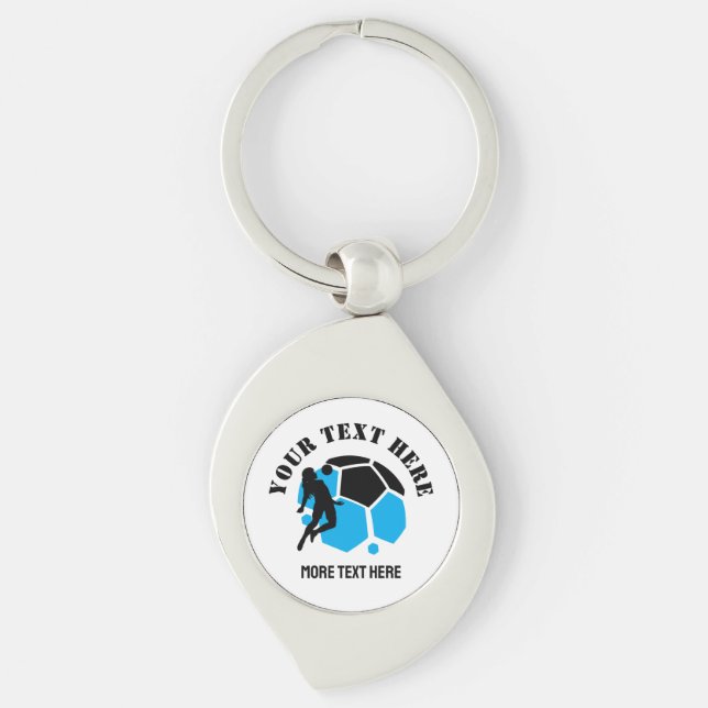 Custom Football Girl kid's Football Birthday party Key Ring (Front)
