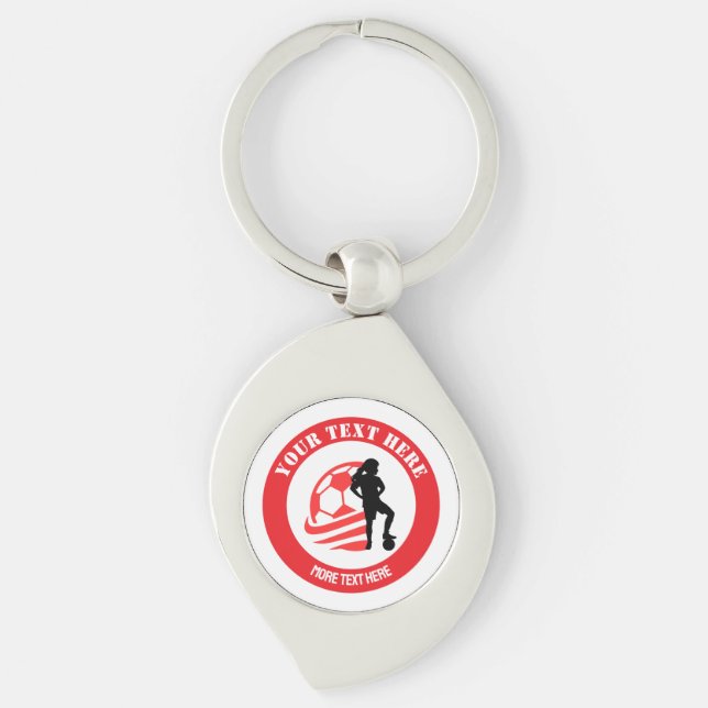 Custom Football Girl kid's Football Birthday Party Key Ring (Front)