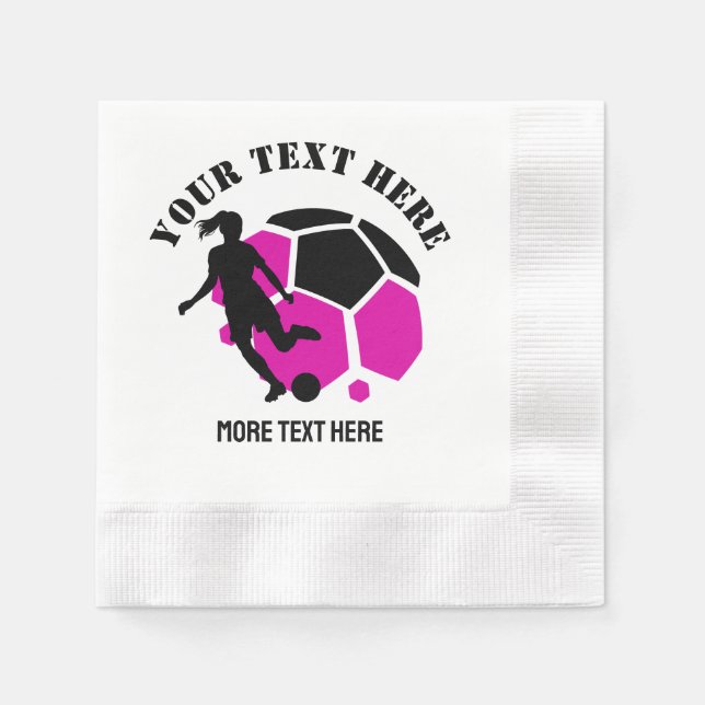 Custom Football Girl kid's Football Birthday party Napkin (Front)