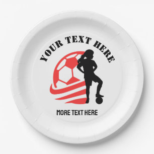 Custom Football Girl kid's Football Birthday Party Paper Plate