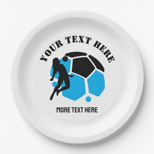 Custom Football Girl kid's Football Birthday Party Paper Plate (Front)