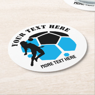 Custom Football Girl kid's Football Birthday Party Round Paper Coaster