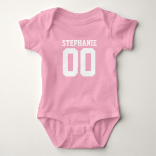 Custom Football Jersey Baby Girl Personalised Name Bodysuit