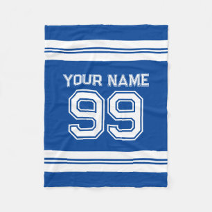 Custom football jersey number athletic stripes fleece blanket