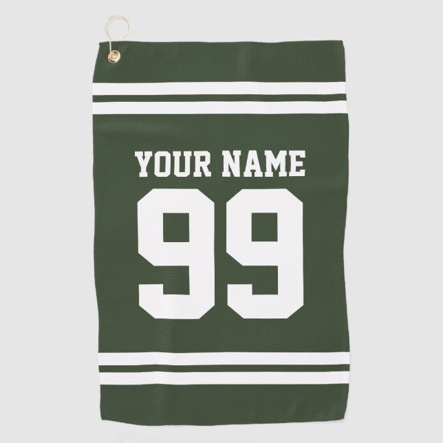 Custom football jersey number striped golf towel (Front)