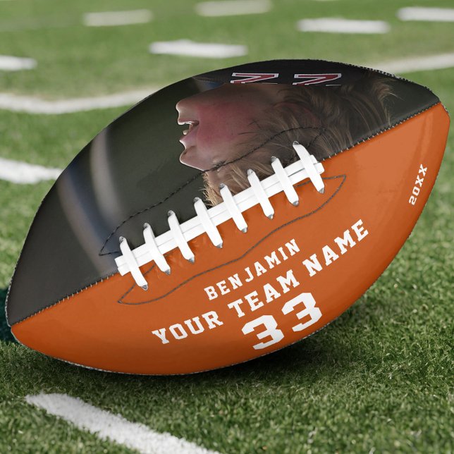 Custom Football Orange Name Number Team Photo (Creator Uploaded)