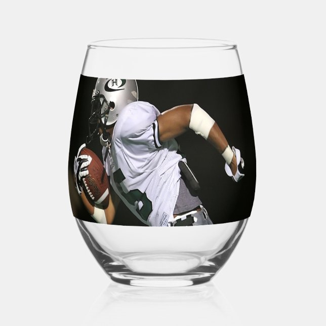 Custom Football Photo Sports  Stemless Wine Glass (Front)
