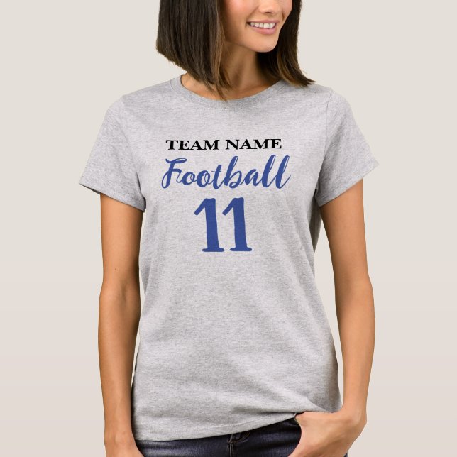 Custom Football Player Name and Number Gray  T-Shirt (Front)